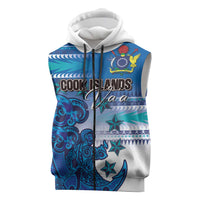 Personalised Cook Islands Va'a Race Sleeveless Zip Hoodie Te Tatau Tattoos Sporty Style Light Blue Color LT03 Blue - Polynesian Pride