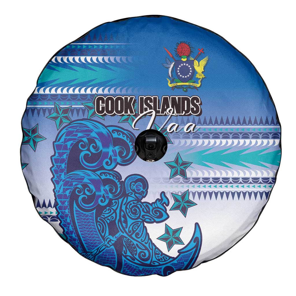 Cook Islands Va'a Race Spare Tire Cover Te Tatau Tattoos Sporty Style Light Blue Color LT03 - Polynesian Pride