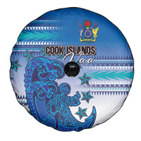 Cook Islands Va'a Race Spare Tire Cover Te Tatau Tattoos Sporty Style Light Blue Color LT03 - Polynesian Pride