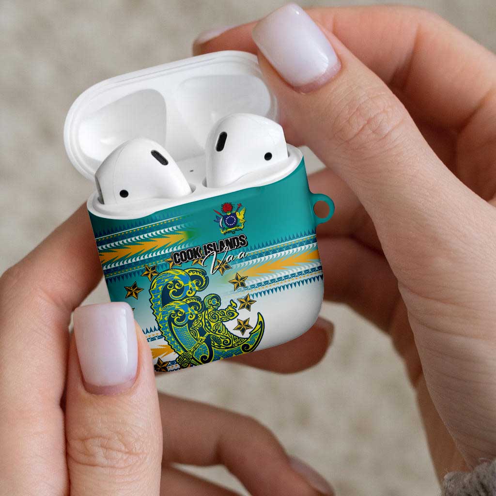Cook Islands Va'a Race AirPods Case Te Tatau Tattoos Sporty Style Turquoise Color LT03 - Polynesian Pride