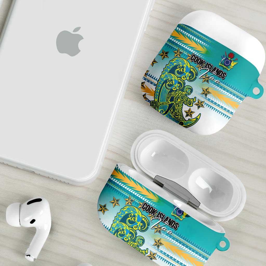 Cook Islands Va'a Race AirPods Case Te Tatau Tattoos Sporty Style Turquoise Color LT03 - Polynesian Pride