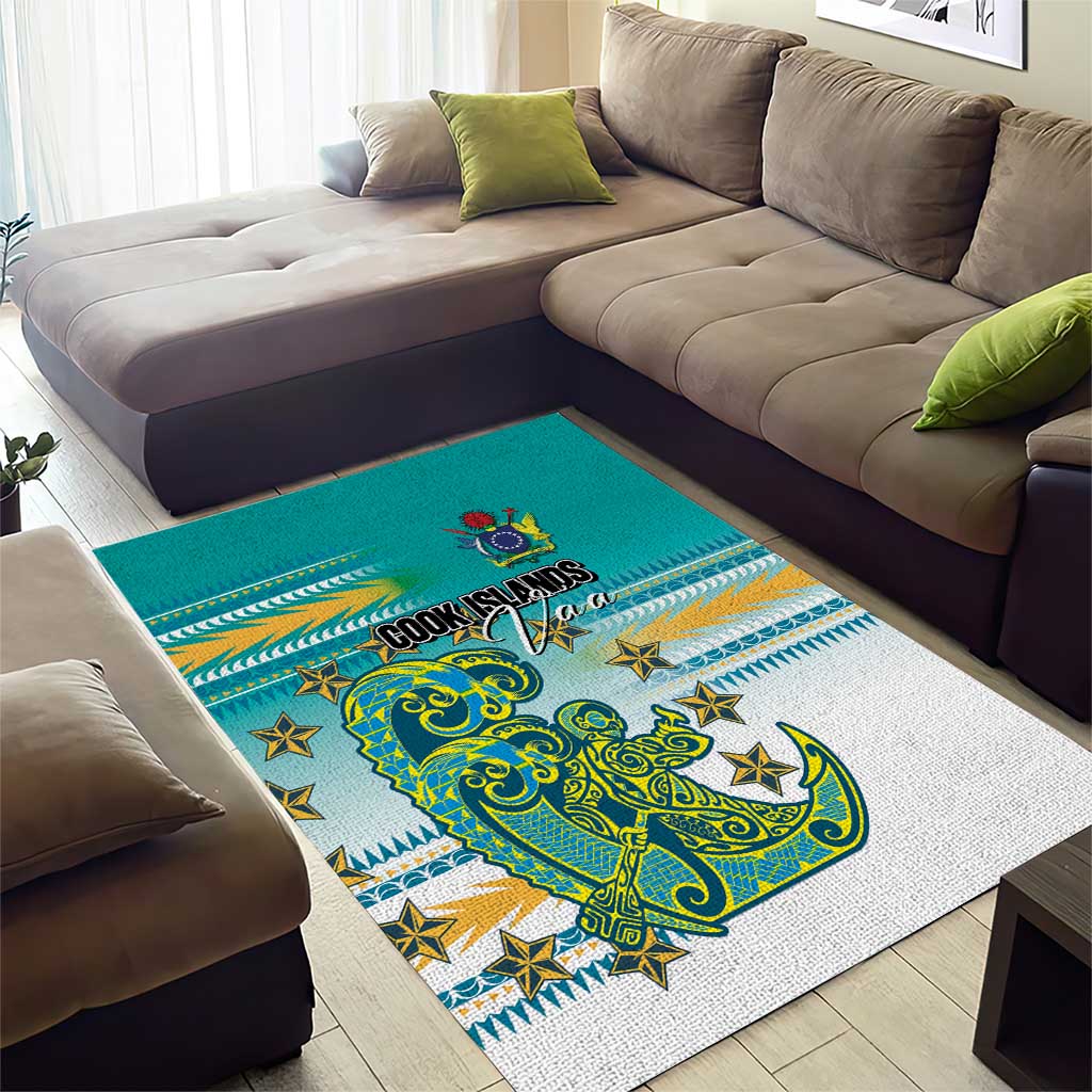 Cook Islands Va'a Race Area Rug Te Tatau Tattoos Sporty Style Turquoise Color LT03 - Polynesian Pride