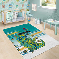 Cook Islands Va'a Race Area Rug Te Tatau Tattoos Sporty Style Turquoise Color LT03 - Polynesian Pride