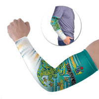Personalised Cook Islands Va'a Race Arm Sleeves Te Tatau Tattoos Sporty Style Turquoise Color LT03 Set of 2 Turquoise - Polynesian Pride
