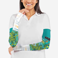 Personalised Cook Islands Va'a Race Arm Sleeves Te Tatau Tattoos Sporty Style Turquoise Color LT03 - Polynesian Pride