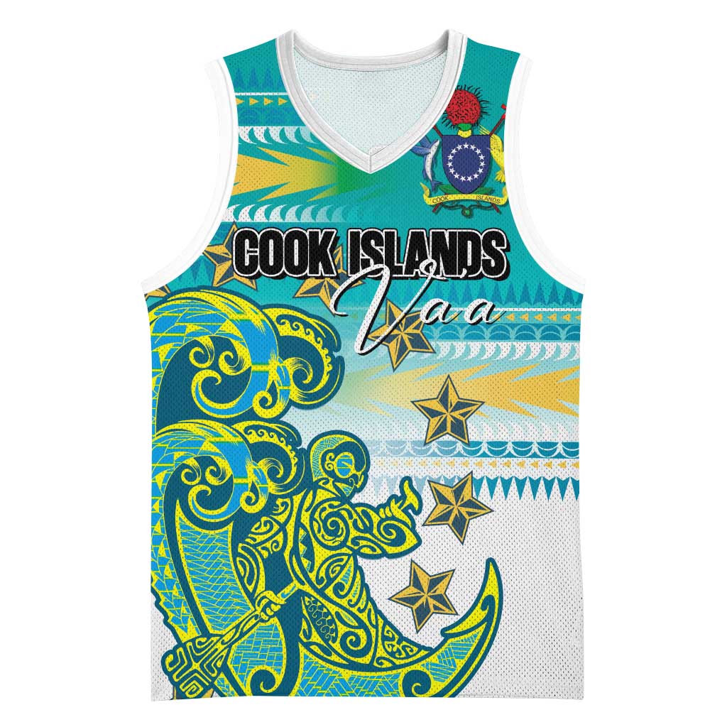 Personalised Cook Islands Va'a Race Basketball Jersey Te Tatau Tattoos Sporty Style Turquoise Color LT03 Unisex Turquoise - Polynesian Pride