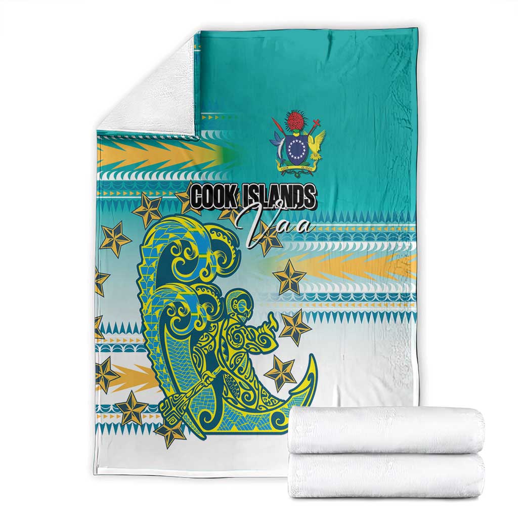 Cook Islands Va'a Race Blanket Te Tatau Tattoos Sporty Style Turquoise Color - Polynesian Pride