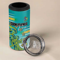 Personalised Cook Islands Va'a Race 4 in 1 Can Cooler Tumbler Te Tatau Tattoos Sporty Style Turquoise Color LT03 - Polynesian Pride
