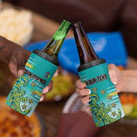Personalised Cook Islands Va'a Race 4 in 1 Can Cooler Tumbler Te Tatau Tattoos Sporty Style Turquoise Color LT03 - Polynesian Pride