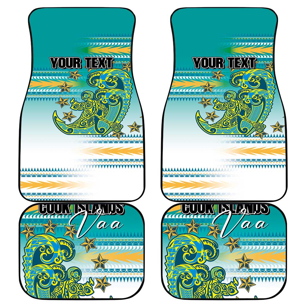 Personalised Cook Islands Va'a Race Car Mats Te Tatau Tattoos Sporty Style Turquoise Color LT03 - Polynesian Pride