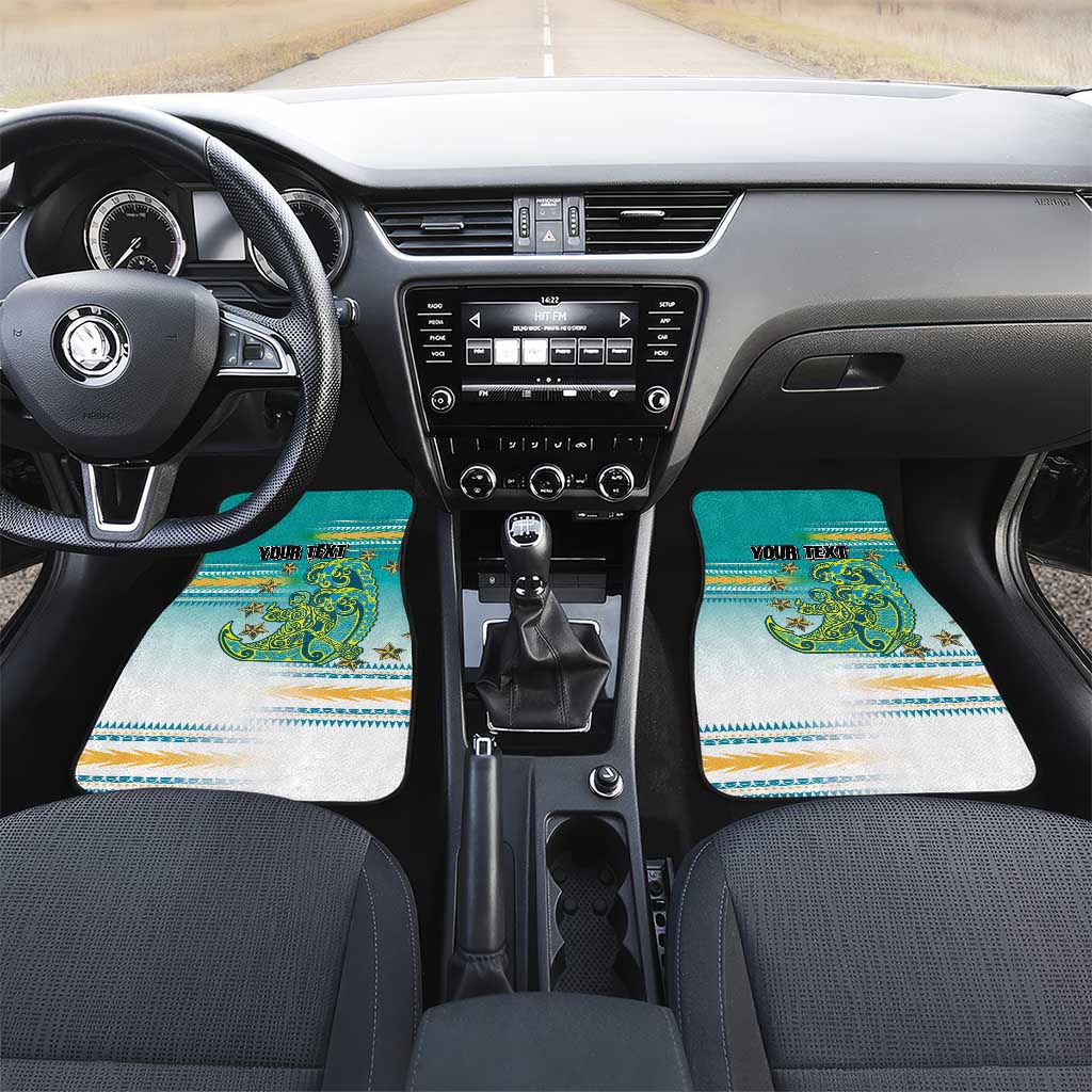 Personalised Cook Islands Va'a Race Car Mats Te Tatau Tattoos Sporty Style Turquoise Color LT03 Set 2pcs - Front Turquoise - Polynesian Pride