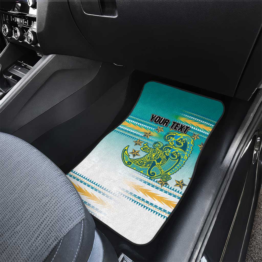 Personalised Cook Islands Va'a Race Car Mats Te Tatau Tattoos Sporty Style Turquoise Color LT03 - Polynesian Pride