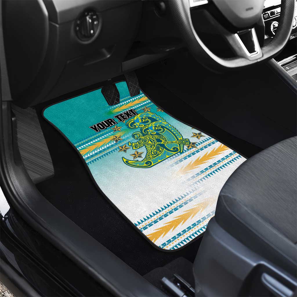 Personalised Cook Islands Va'a Race Car Mats Te Tatau Tattoos Sporty Style Turquoise Color LT03 - Polynesian Pride