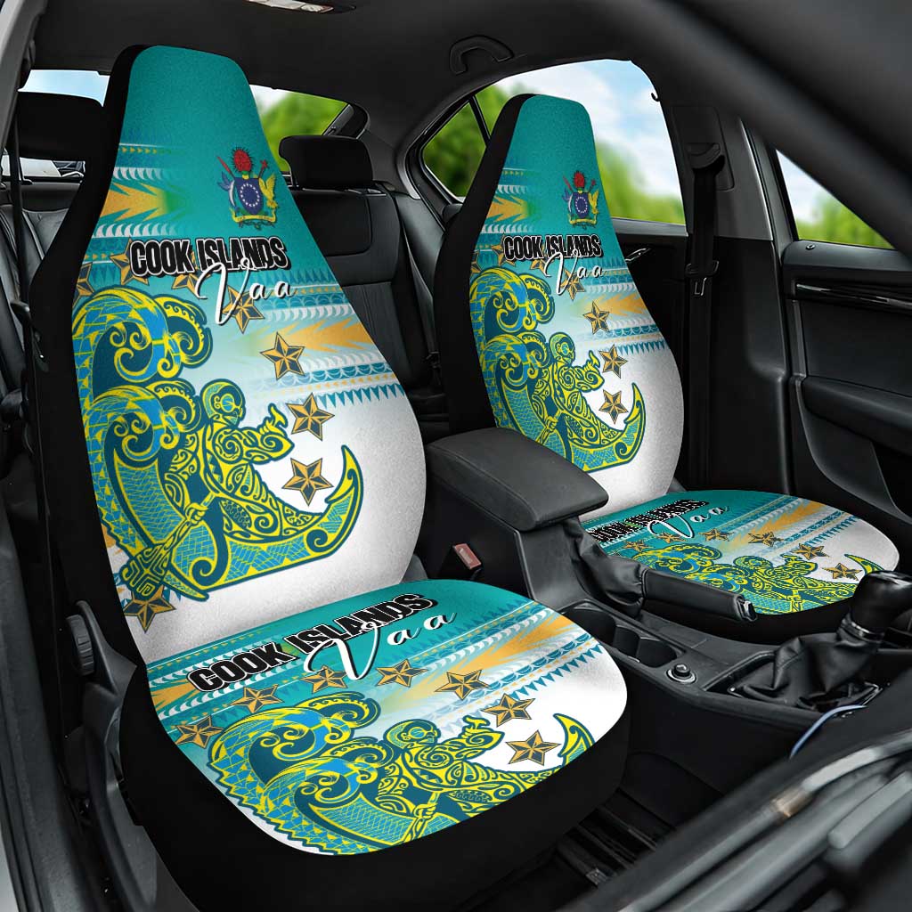 Cook Islands Va'a Race Car Seat Cover Te Tatau Tattoos Sporty Style Turquoise Color LT03 One Size Turquoise - Polynesian Pride