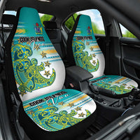 Cook Islands Va'a Race Car Seat Cover Te Tatau Tattoos Sporty Style Turquoise Color LT03 One Size Turquoise - Polynesian Pride