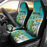Cook Islands Va'a Race Car Seat Cover Te Tatau Tattoos Sporty Style Turquoise Color LT03 - Polynesian Pride