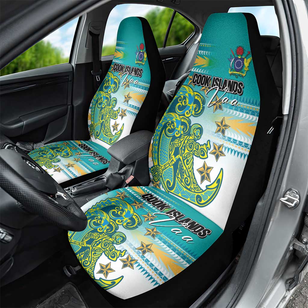 Cook Islands Va'a Race Car Seat Cover Te Tatau Tattoos Sporty Style Turquoise Color LT03 - Polynesian Pride