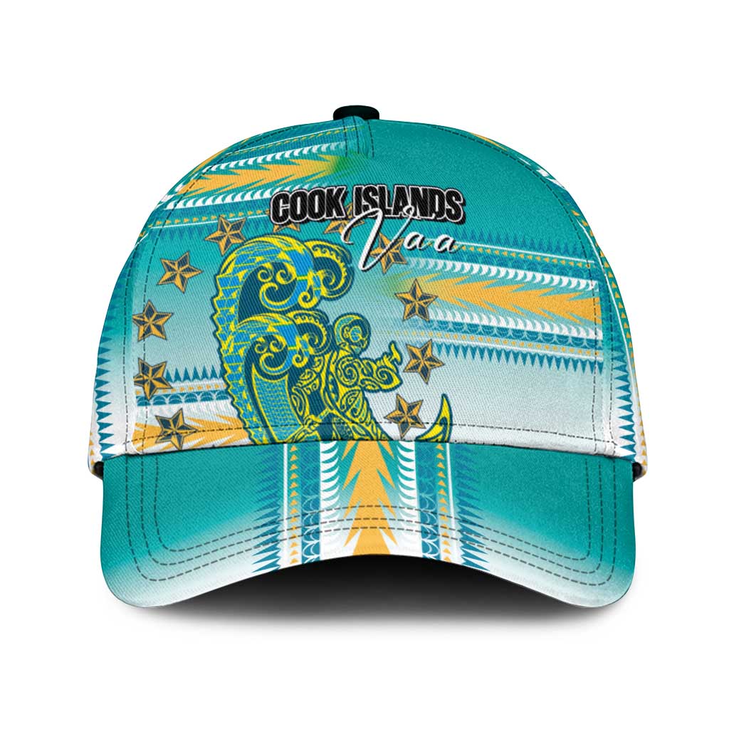 Cook Islands Va'a Race Classic Cap Te Tatau Tattoos Sporty Style Turquoise Color - Polynesian Pride