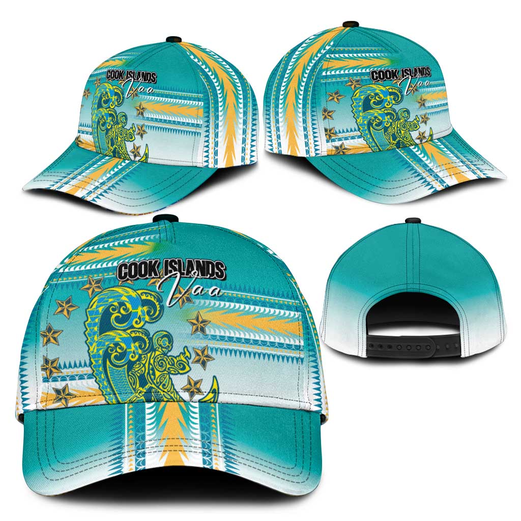 Cook Islands Va'a Race Classic Cap Te Tatau Tattoos Sporty Style Turquoise Color - Polynesian Pride