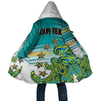 Personalised Cook Islands Va'a Race Cloak Te Tatau Tattoos Sporty Style Turquoise Color LT03 Unisex Turquoise - Polynesian Pride