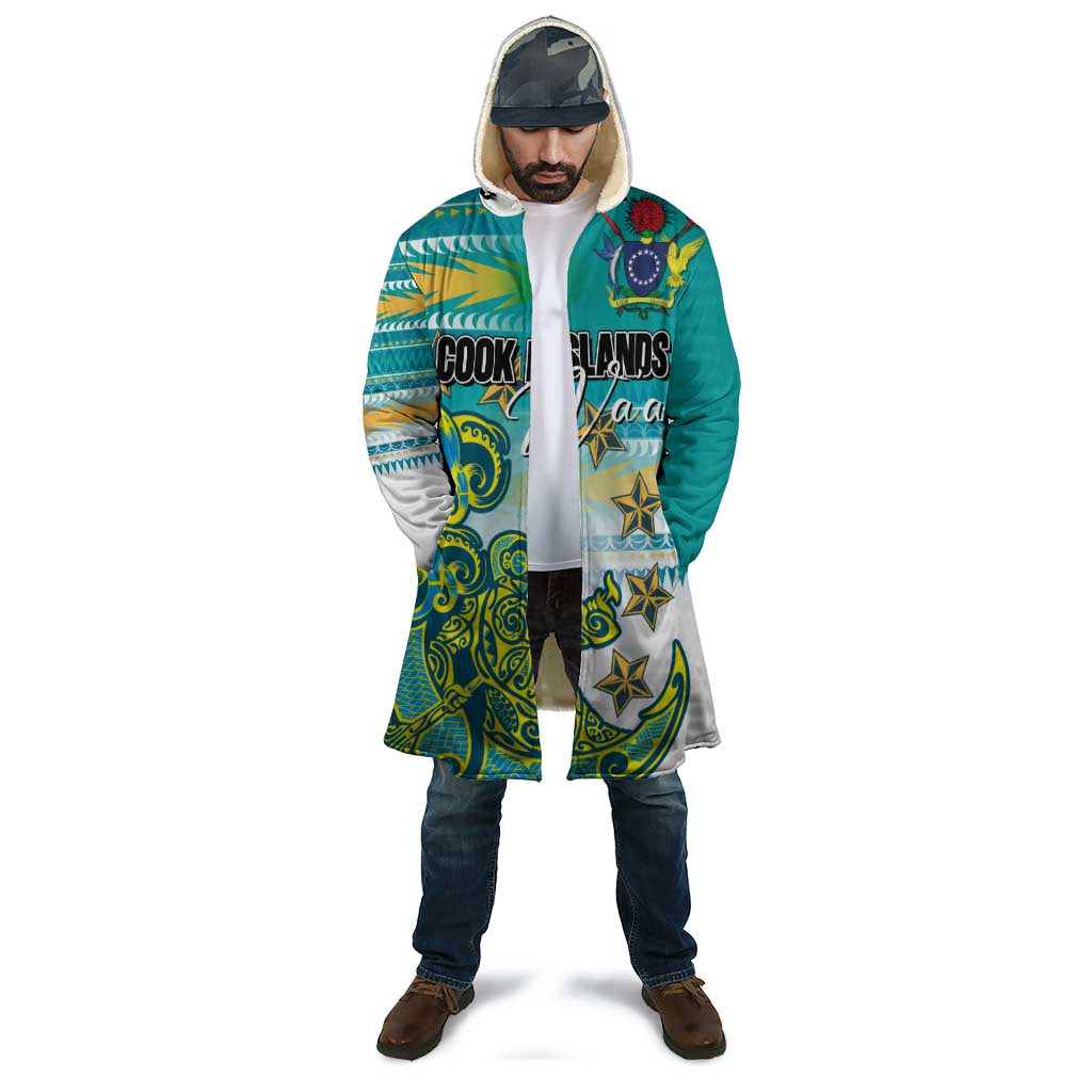 Personalised Cook Islands Va'a Race Cloak Te Tatau Tattoos Sporty Style Turquoise Color LT03 - Polynesian Pride