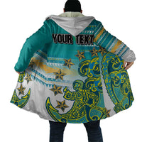 Personalised Cook Islands Va'a Race Cloak Te Tatau Tattoos Sporty Style Turquoise Color LT03 - Polynesian Pride