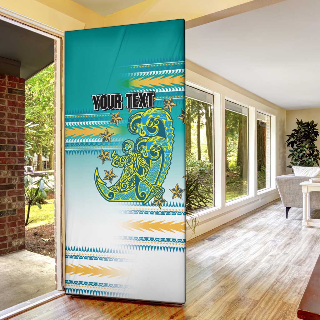 Personalised Cook Islands Va'a Race Door Cover Te Tatau Tattoos Sporty Style Turquoise Color LT03 - Polynesian Pride
