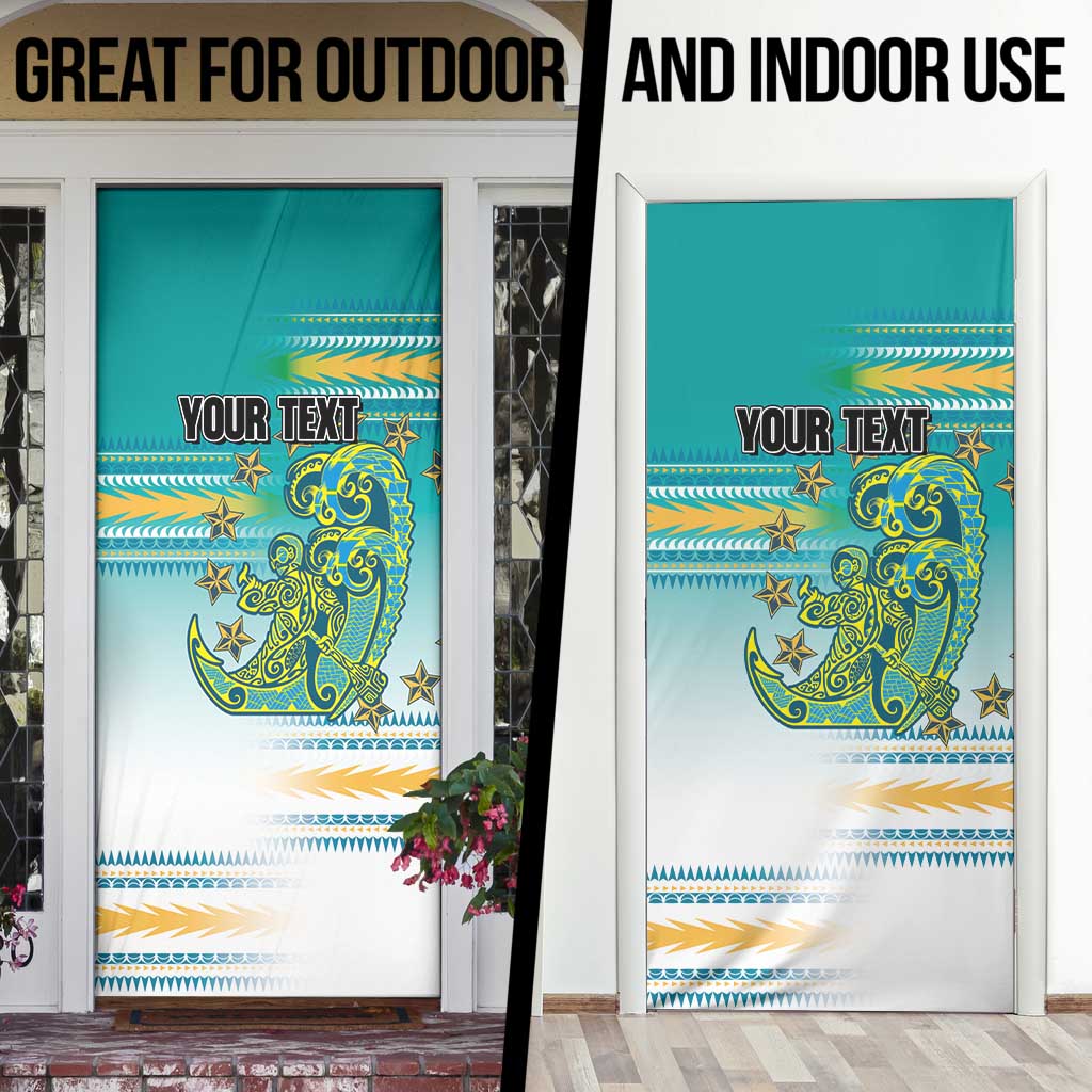 Personalised Cook Islands Va'a Race Door Cover Te Tatau Tattoos Sporty Style Turquoise Color LT03 - Polynesian Pride