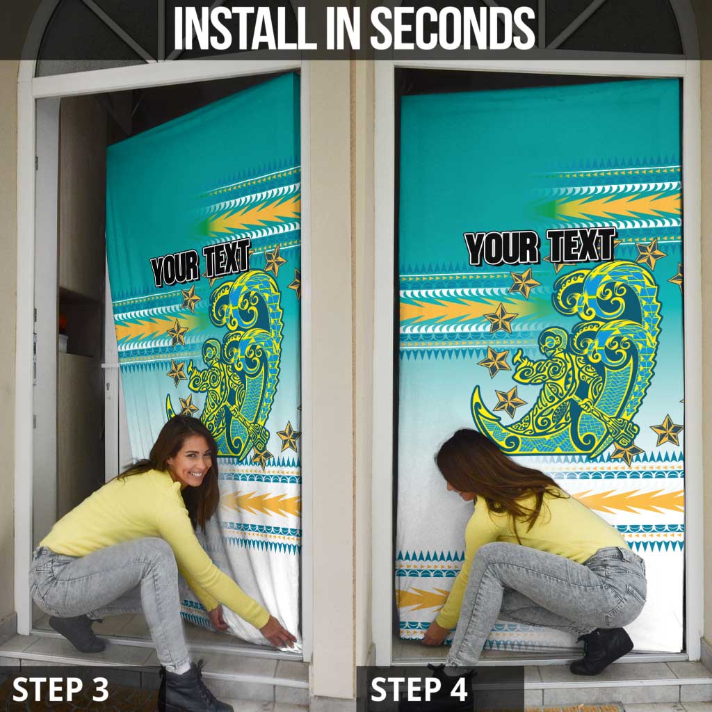 Personalised Cook Islands Va'a Race Door Cover Te Tatau Tattoos Sporty Style Turquoise Color LT03 - Polynesian Pride