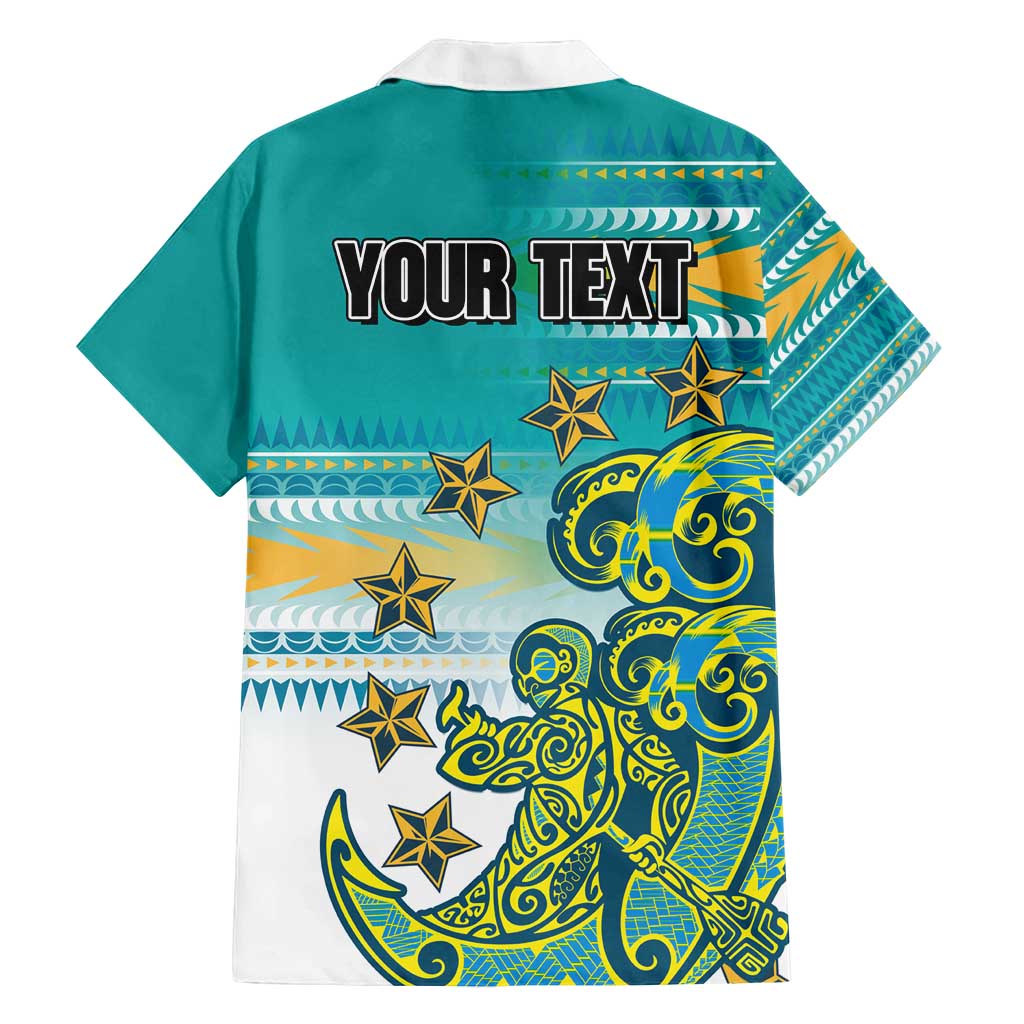 Personalised Cook Islands Va'a Race Family Matching Puletasi and Hawaiian Shirt Te Tatau Tattoos Sporty Style Turquoise Color LT03 - Polynesian Pride
