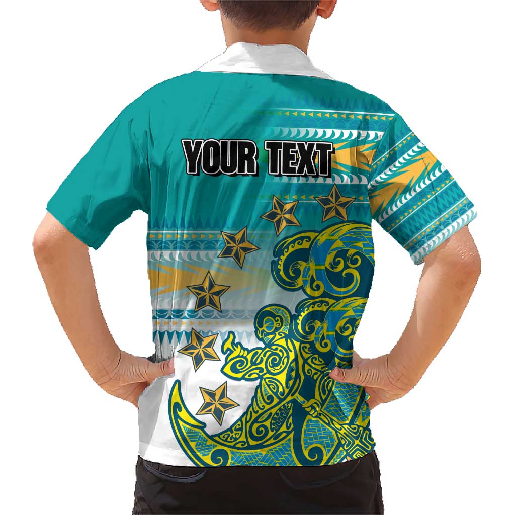 Personalised Cook Islands Va'a Race Family Matching Short Sleeve Bodycon Dress and Hawaiian Shirt Te Tatau Tattoos Sporty Style Turquoise Color LT03 - Polynesian Pride