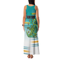 Personalised Cook Islands Va'a Race Family Matching Tank Maxi Dress and Hawaiian Shirt Te Tatau Tattoos Sporty Style Turquoise Color LT03 - Polynesian Pride