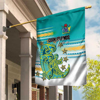 Cook Islands Va'a Race Garden Flag Te Tatau Tattoos Sporty Style Turquoise Color LT03 House Flag Turquoise - Polynesian Pride