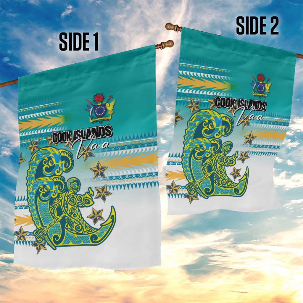 Cook Islands Va'a Race Garden Flag Te Tatau Tattoos Sporty Style Turquoise Color LT03 - Polynesian Pride