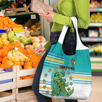 Cook Islands Va'a Race Grocery Bag Te Tatau Tattoos Sporty Style Turquoise Color LT03 - Polynesian Pride