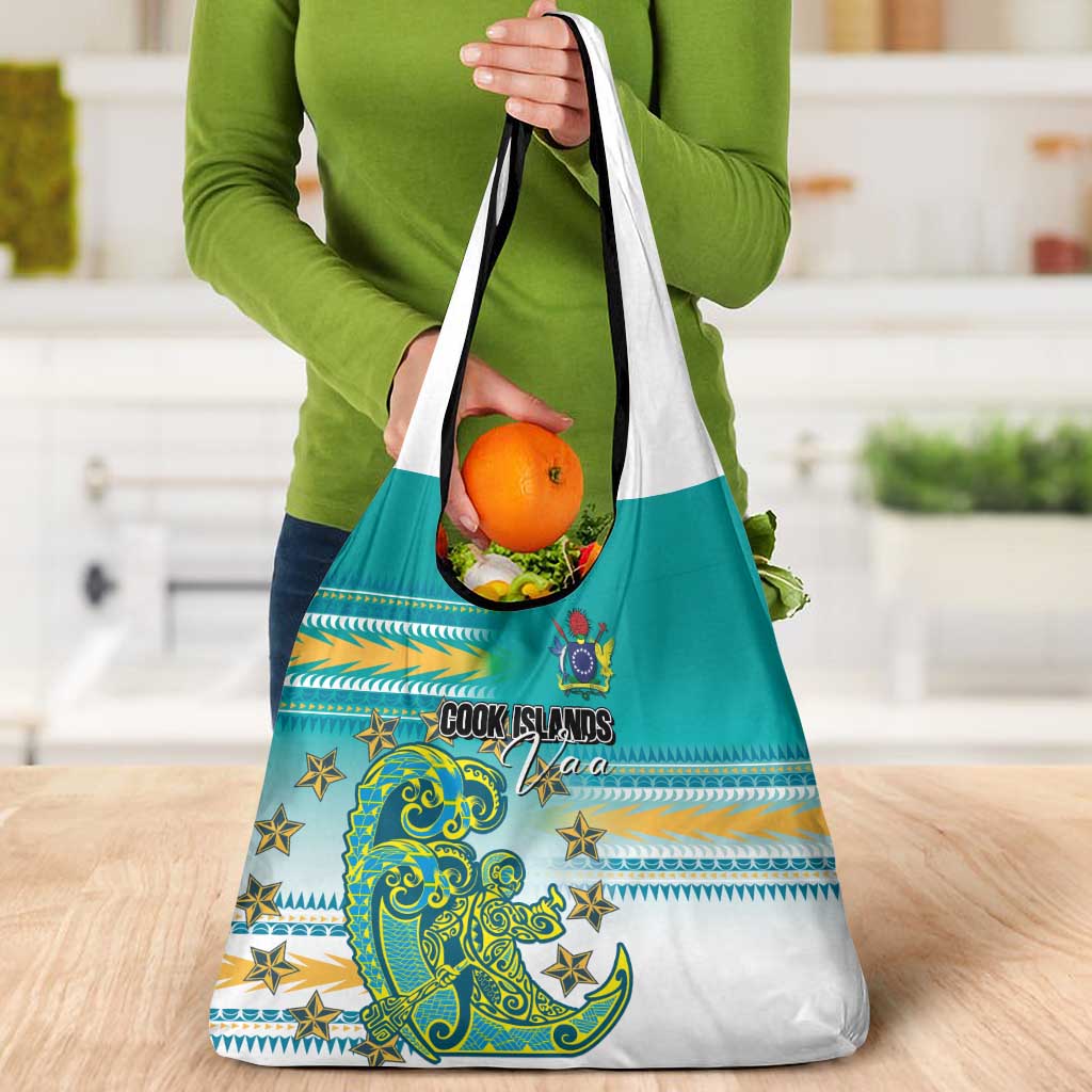 Cook Islands Va'a Race Grocery Bag Te Tatau Tattoos Sporty Style Turquoise Color LT03 - Polynesian Pride