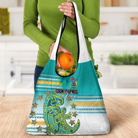 Cook Islands Va'a Race Grocery Bag Te Tatau Tattoos Sporty Style Turquoise Color LT03 - Polynesian Pride