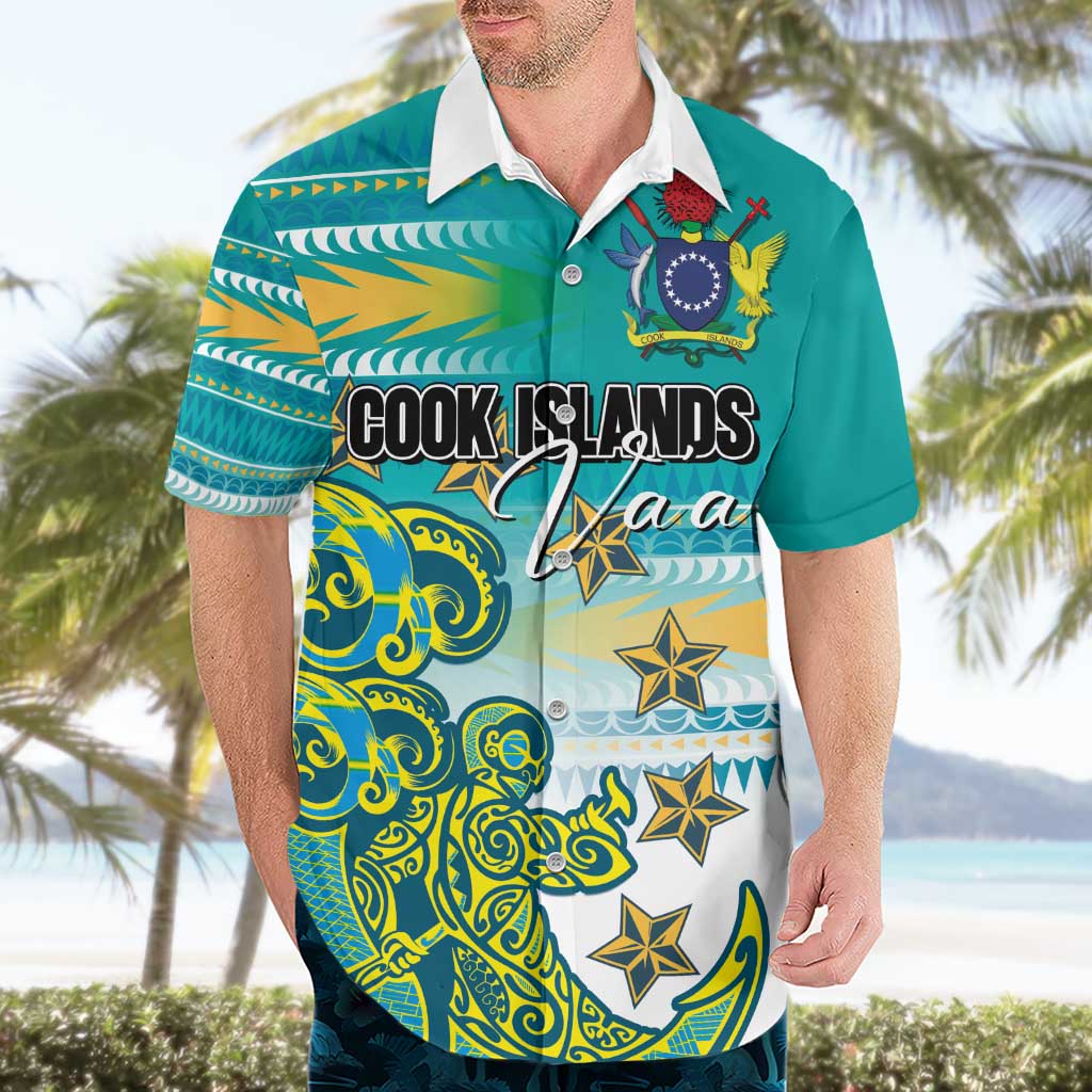 Personalised Cook Islands Va'a Race Hawaiian Shirt Te Tatau Tattoos Sporty Style Turquoise Color LT03 - Polynesian Pride