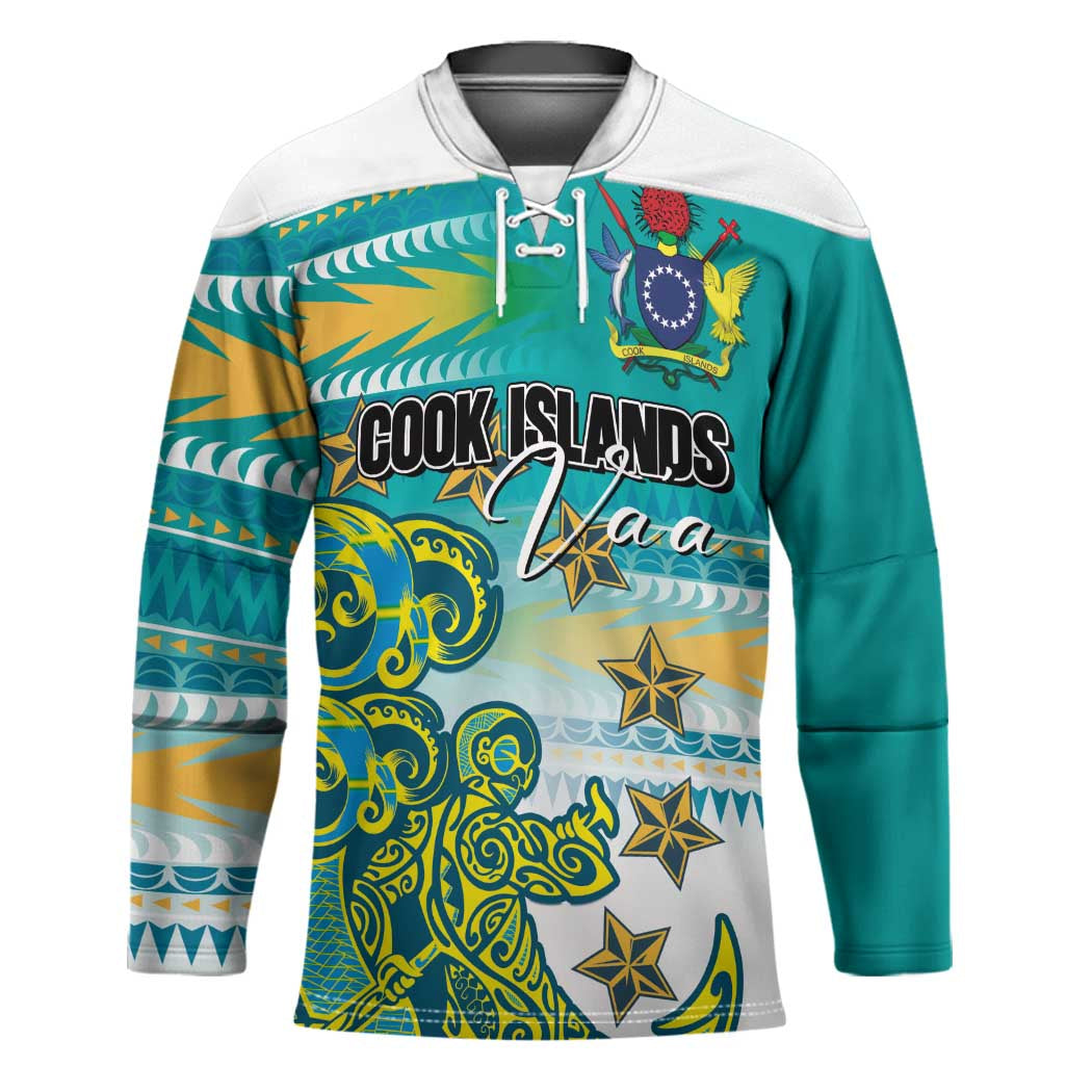 Personalised Cook Islands Va'a Race Hockey Jersey Te Tatau Tattoos Sporty Style Turquoise Color LT03 Unisex Turquoise - Polynesian Pride