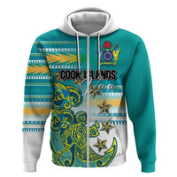 Personalised Cook Islands Va'a Race Hoodie Te Tatau Tattoos Sporty Style Turquoise Color LT03 Zip Hoodie Turquoise - Polynesian Pride