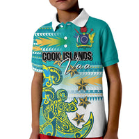 Personalised Cook Islands Va'a Race Kid Polo Shirt Te Tatau Tattoos Sporty Style Turquoise Color LT03 Kid Turquoise - Polynesian Pride