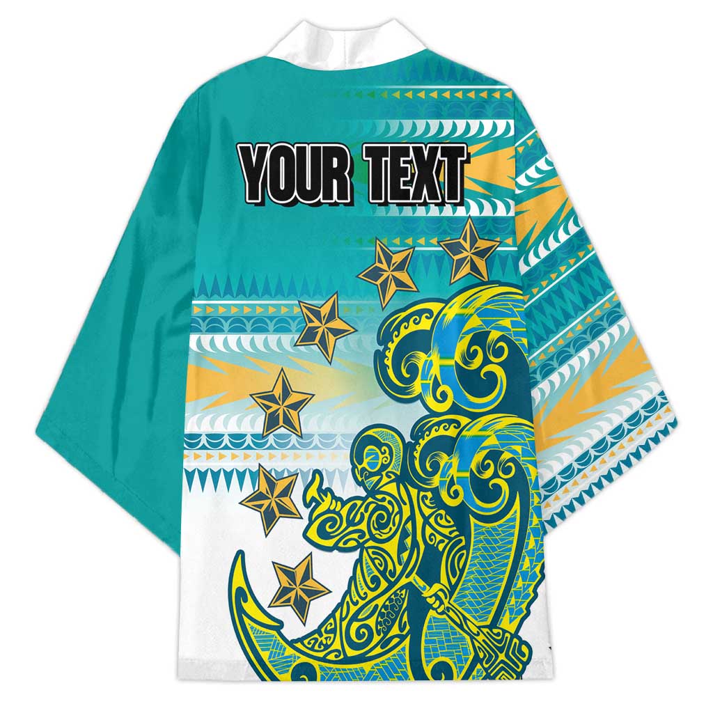 Personalised Cook Islands Va'a Race Kimono Te Tatau Tattoos Sporty Style Turquoise Color LT03 - Polynesian Pride