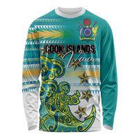 Personalised Cook Islands Va'a Race Long Sleeve Shirt Te Tatau Tattoos Sporty Style Turquoise Color LT03 Unisex Turquoise - Polynesian Pride