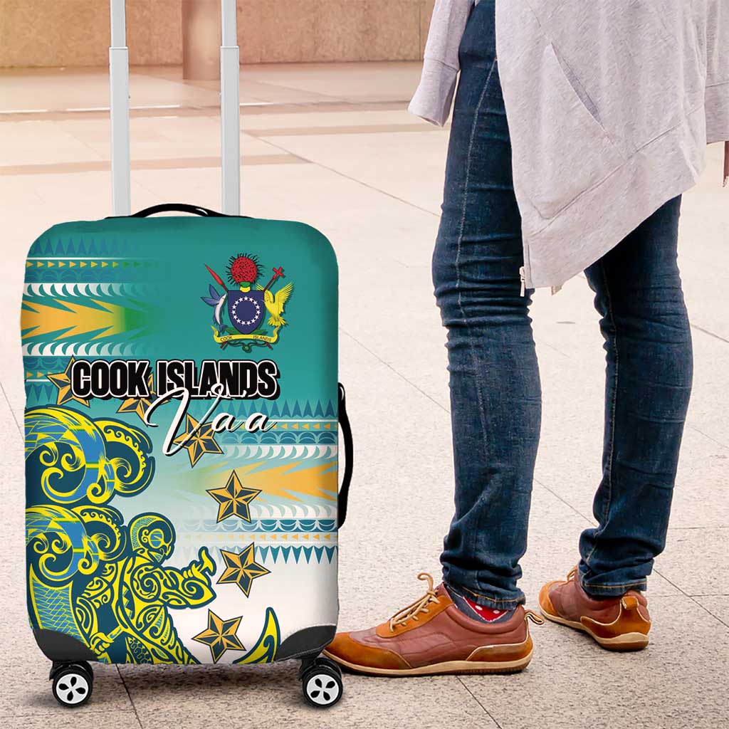 Cook Islands Va'a Race Luggage Cover Te Tatau Tattoos Sporty Style Turquoise Color - Polynesian Pride