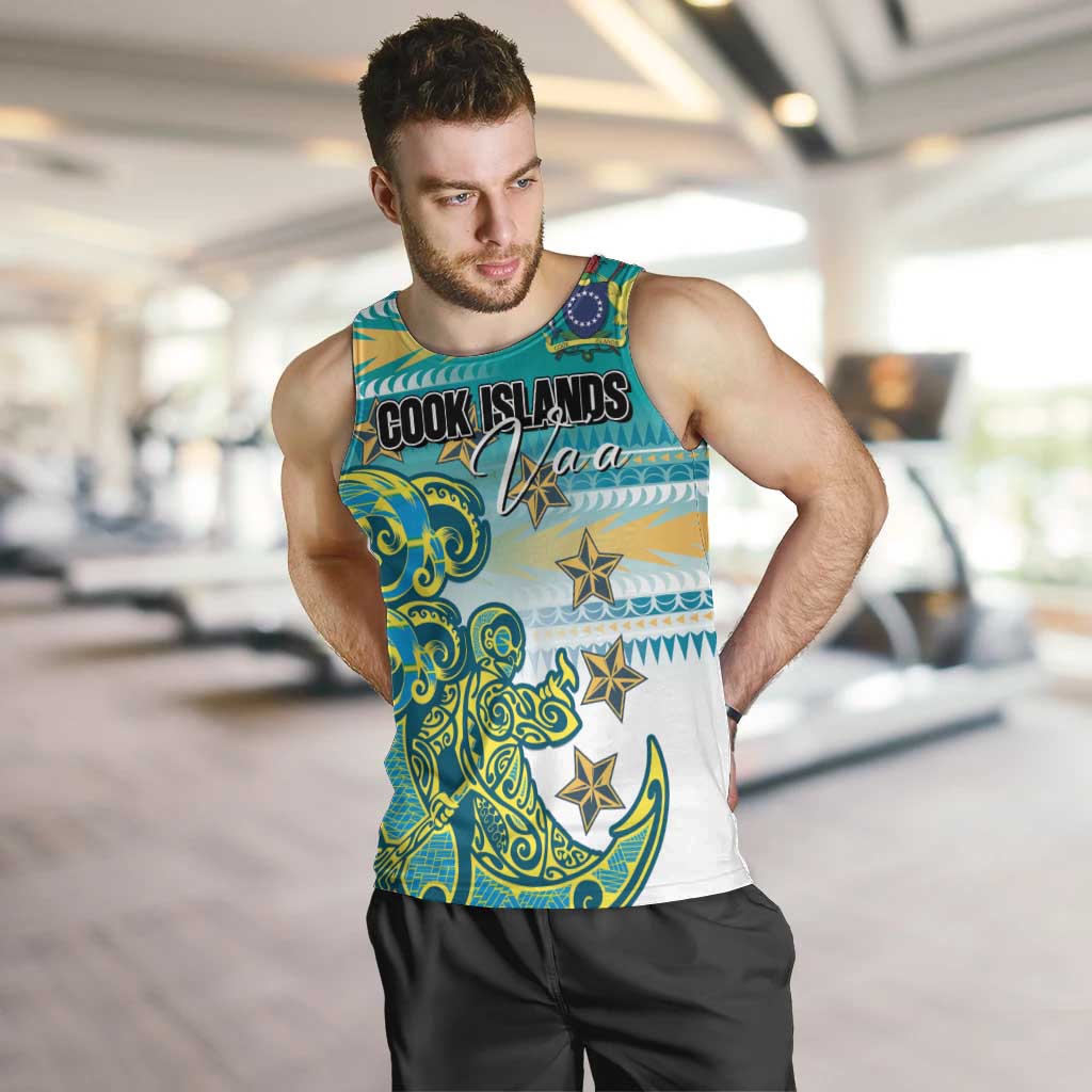 Personalised Cook Islands Va'a Race Men Tank Top Te Tatau Tattoos Sporty Style Turquoise Color LT03 Turquoise - Polynesian Pride