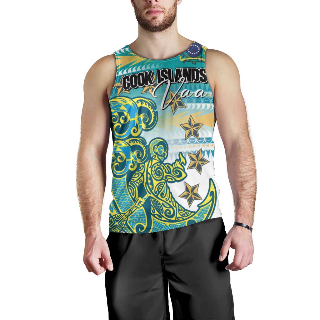 Personalised Cook Islands Va'a Race Men Tank Top Te Tatau Tattoos Sporty Style Turquoise Color LT03 - Polynesian Pride