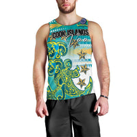Personalised Cook Islands Va'a Race Men Tank Top Te Tatau Tattoos Sporty Style Turquoise Color LT03 - Polynesian Pride
