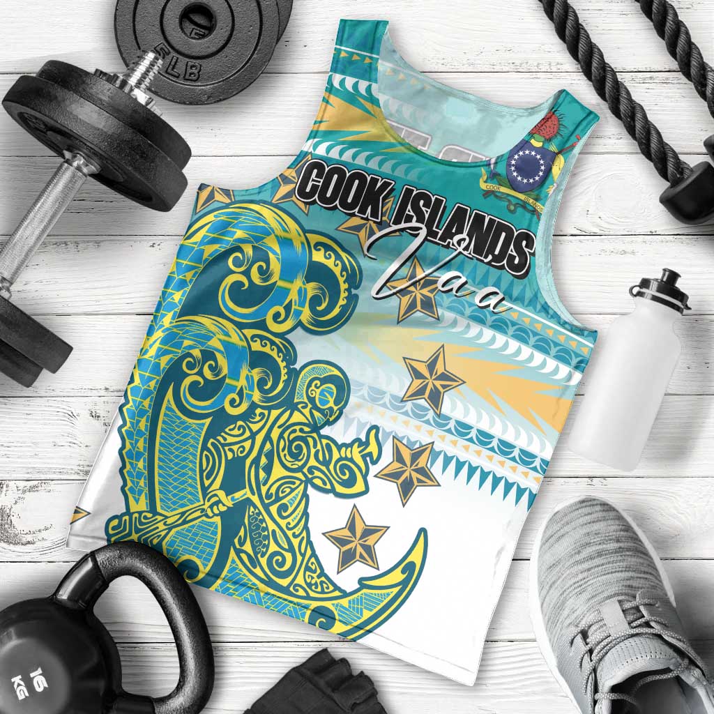 Personalised Cook Islands Va'a Race Men Tank Top Te Tatau Tattoos Sporty Style Turquoise Color LT03 - Polynesian Pride