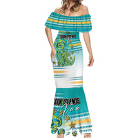 Personalised Cook Islands Va'a Race Mermaid Dress Te Tatau Tattoos Sporty Style Turquoise Color LT03 - Polynesian Pride