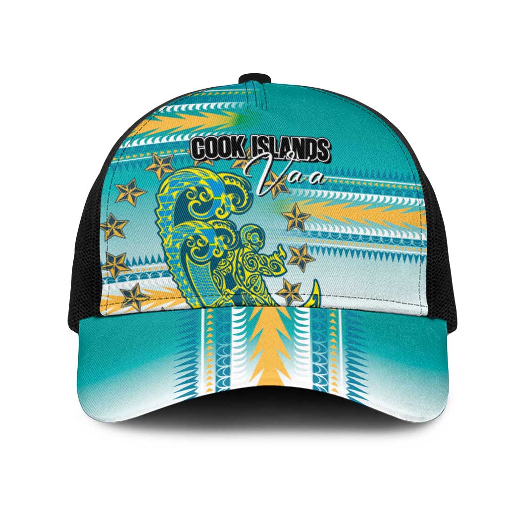 Cook Islands Va'a Race Mesh Trucker Cap Te Tatau Tattoos Sporty Style Turquoise Color - Polynesian Pride